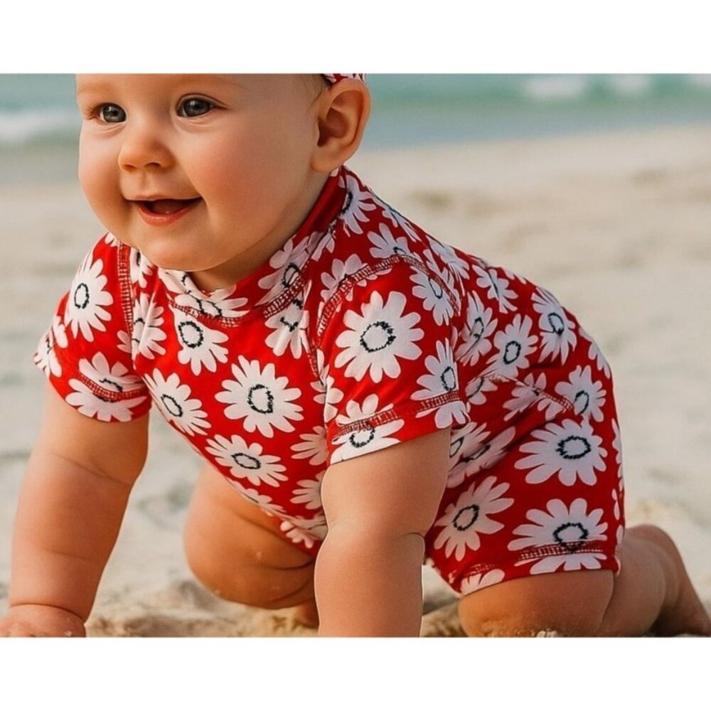 Mamas & Papas 3M Rashguard Baby Girl Bodysuit Retro Swimwear One-piece Swimsuit